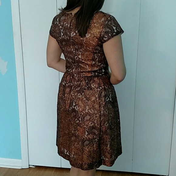 STUNNING Rose Gold Kensie Metallic Lace Foil Dress - Picture 6 of 8